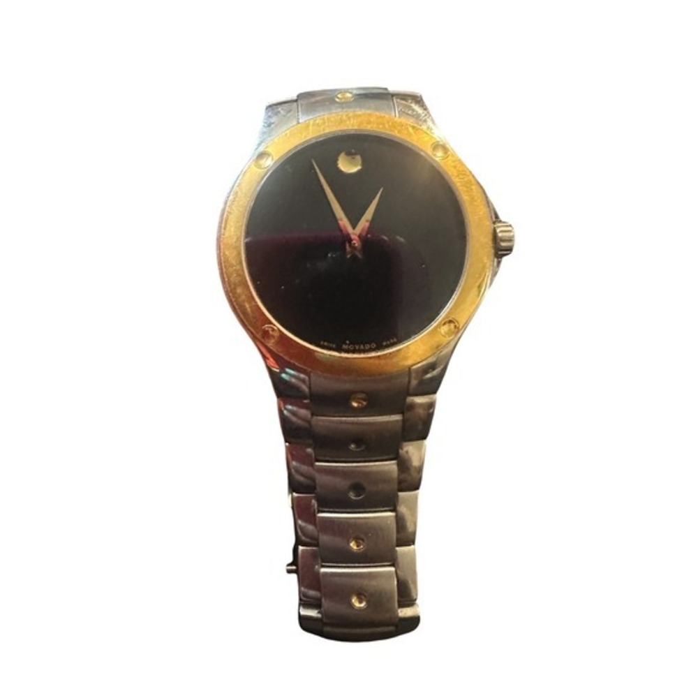 Movado SE Sports Edition Two Tone Watch 81 G1 1882 Black Museum Dial Swiss Made